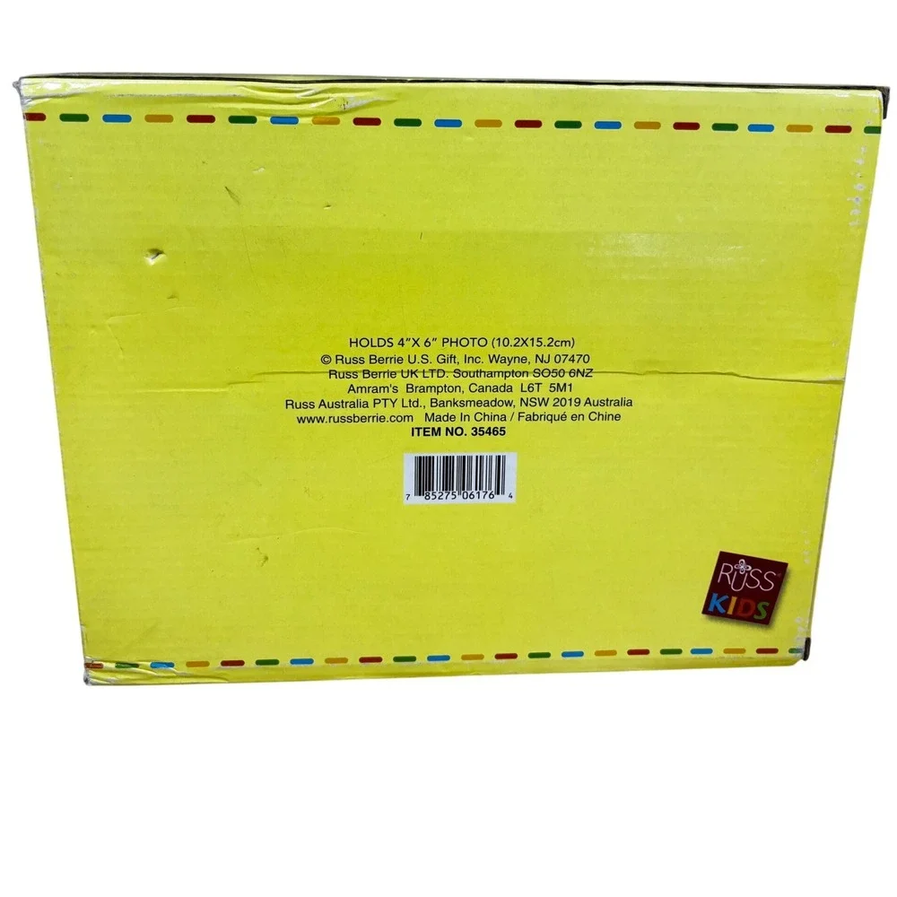 Russ Berrie Russ Kids 1st Birthday Photo Frame 4x6 Blue Ceramic NIB